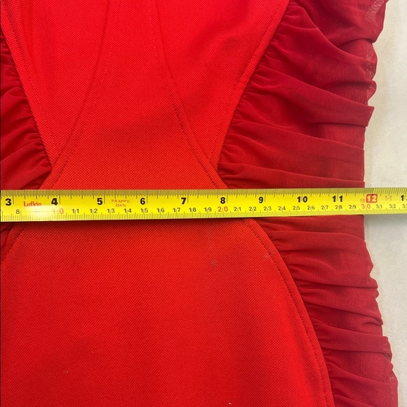 Versace Collection Red Ruched Mini Dress - Picture 6 of 9